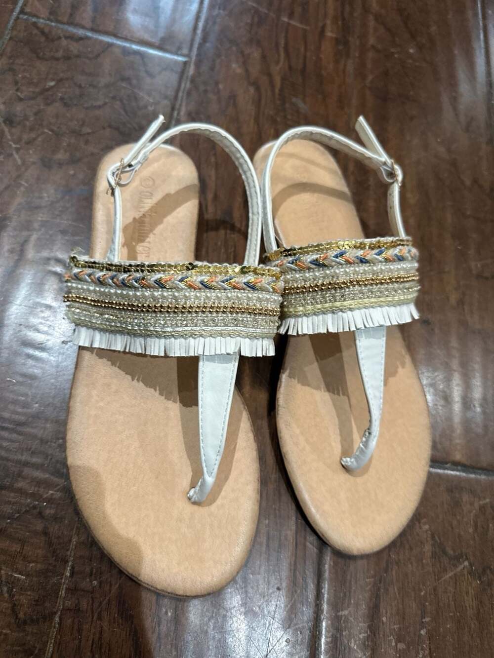 Olivia Miller Beaded Fringe Thong Sandals Size 8